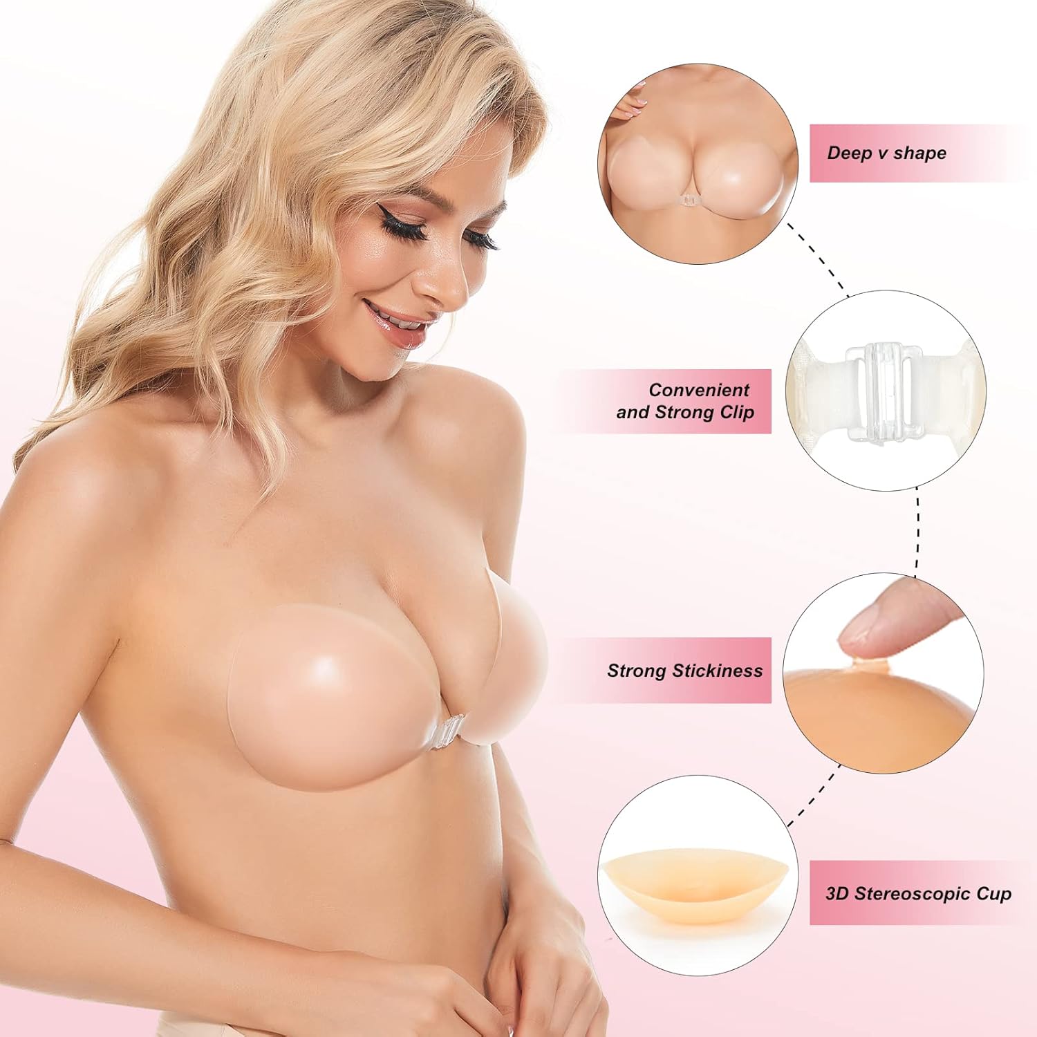 Push Up Bra Silicone - Zelfklevende push-up bh's, onzichtbare siliconen strapless